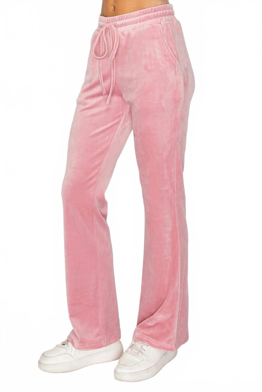 NEW KNIT RIOT classic velour joggers in pink